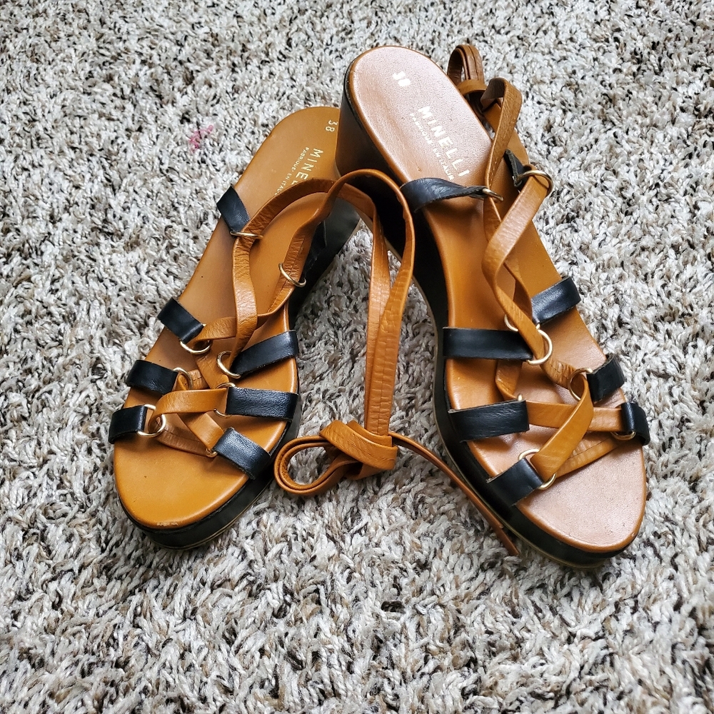 open toe lace up wedge 🌈sandals